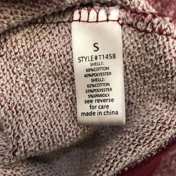 Active USA Cropped Sweatshirt Maroon/Pink Small - Picture 5 of 7